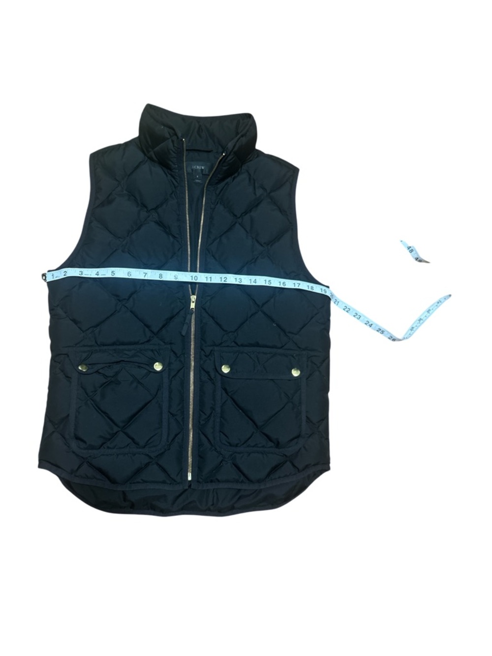 J.Crew Excursion Down Puffer Vest S Black Quilted Gold Hardware Preppy - Picture 7 of 9